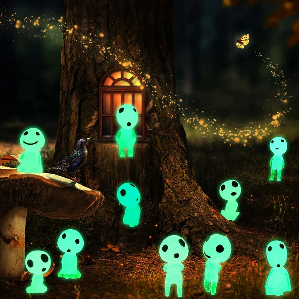 

10PCS MIni Glowing Tree Elf Princess Night Lights Bedroom Decoration Living Room Potted Anime Creative Alien Miniature Ornament