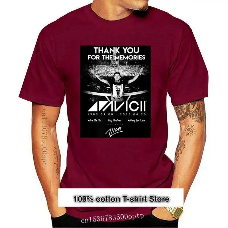 

Avicii Благодарим Вас за воспоминания-camiseta negra de algodón для мужчин, S-6Xl, поставщик EE. UU., camiseta с высоким качеством