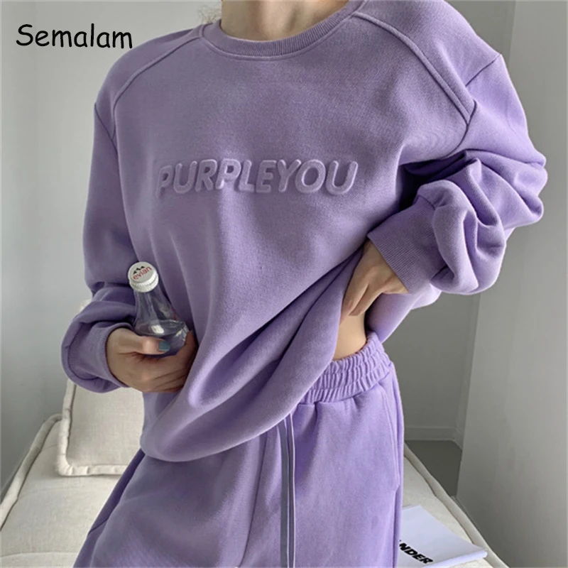 

Harajuku Pullover Sweatshirt Women Letter Print Loose Long Sleeve Hoodies Suit 2022 Winter Fashion Casual Tops and Sweatpants