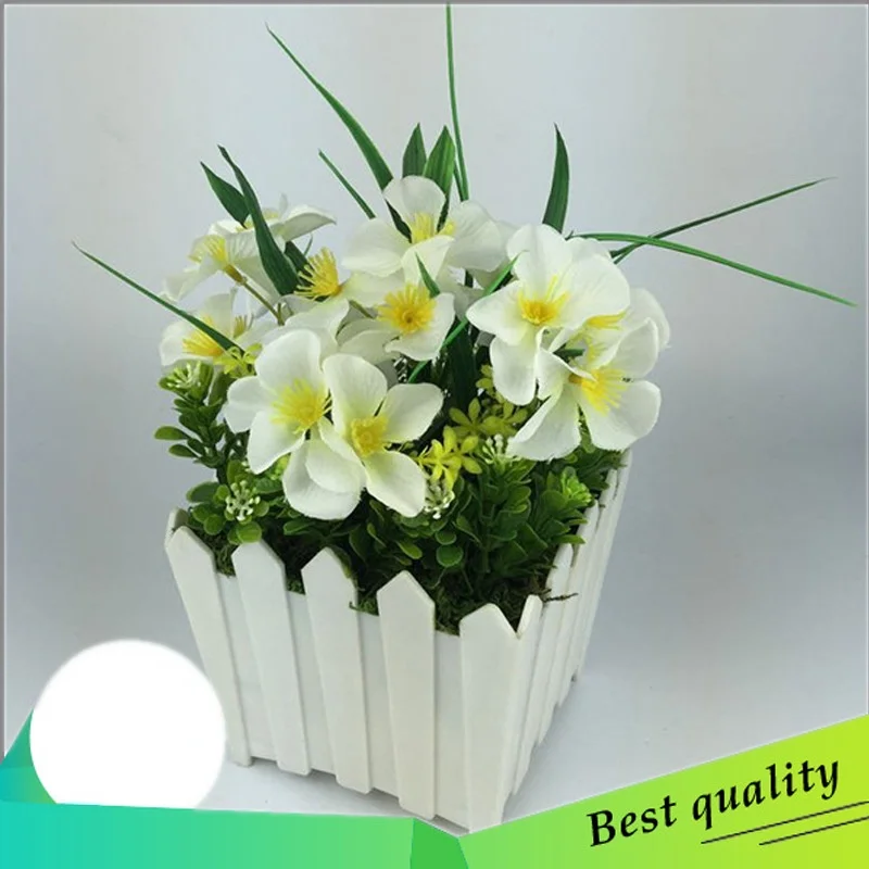 

Artificial Flowers 24 Cm High White Small Fence Bonsai Living Room Bedroom Small Fresh Desktop Ornaments Home Simple Decorations