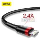 USB-кабель Baseus для iPhone 13, 12, 11 Pro Max, Xs, X, 8 Plus, кабель 2,4 А, кабель для быстрой зарядки для iPhone, зарядный кабель, USB-кабель для передачи данных