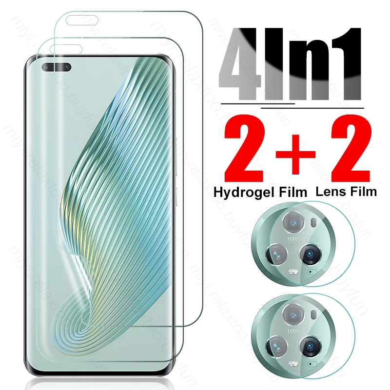 

4 In 1 999D Curved Soft Hydrogel Film Screen Protector For Honor Magic5 Pro 5G Camera Glass On Honer Honar Magic5pro Magic 5Pro