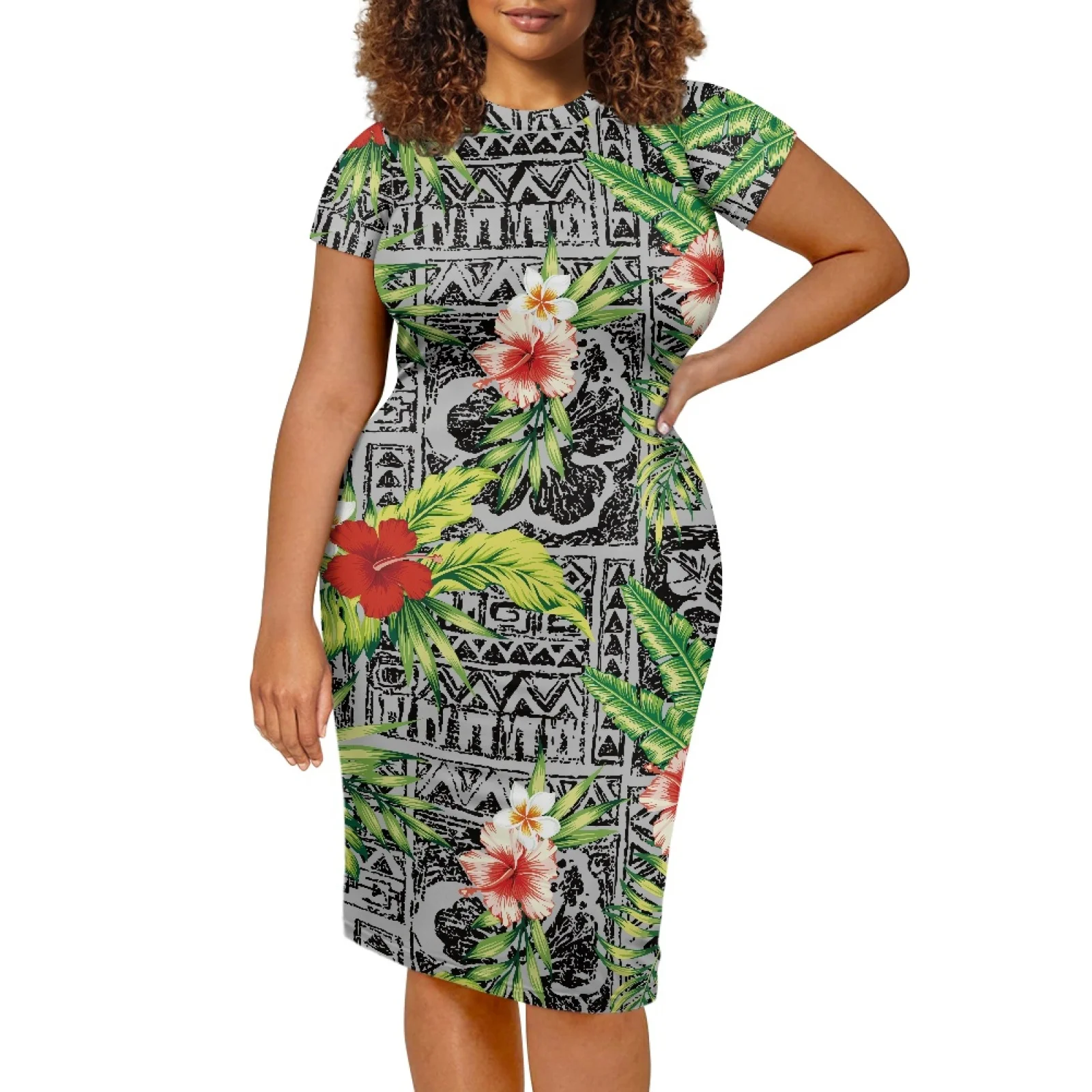 

Polynesian Tribal Pohnpei Totem Tattoo Prints Summer Casual Women Dress High Waist Cultivate One's Moral Character Skirts Sand