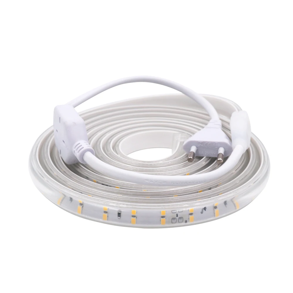 LED Strip 2835 20cm Cut 220V Double Row 120LED/m Flexible Light Ribbon With Power Plug EU UK Waterproof Backlight Decor For Home |
