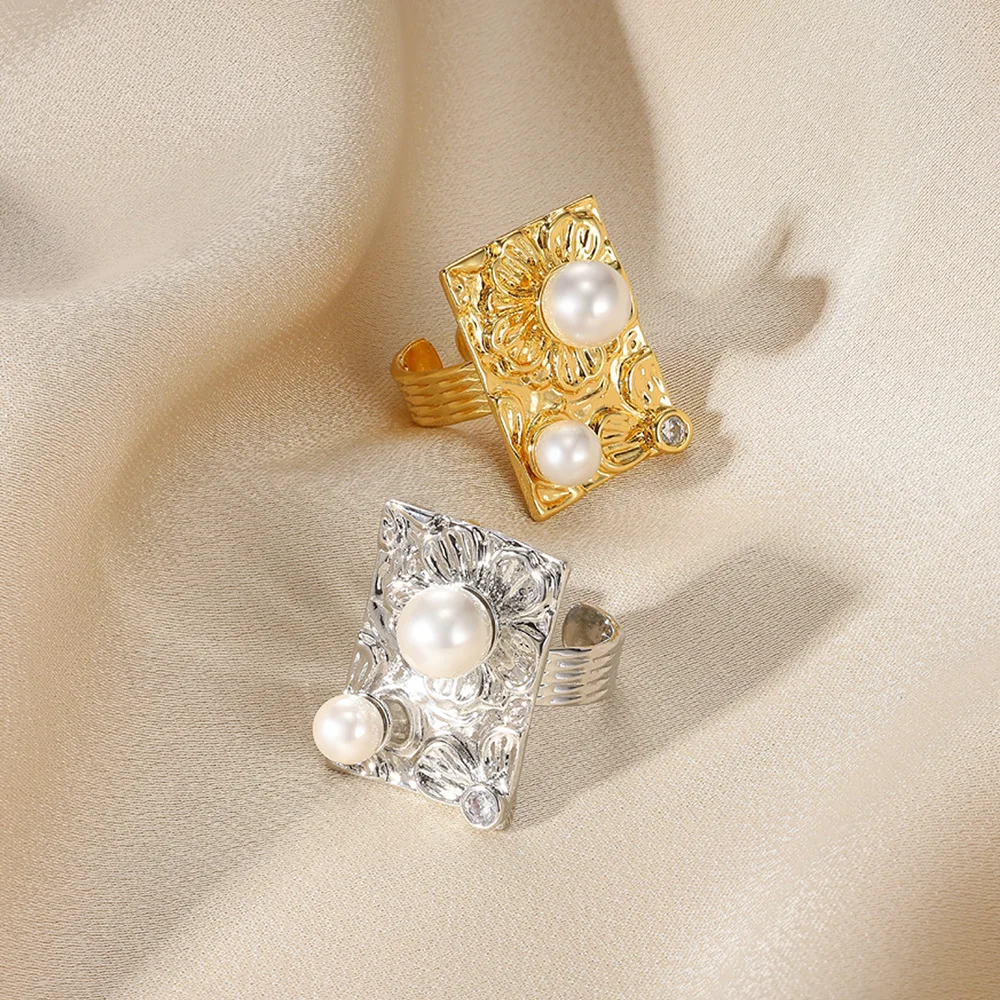 Фото Кольцо с бантиками, кольца Anillos с искусственным жемчугом для женщин, открывающиеся ювелирные изделия из нержавеющей стали, новинка 2025, изысканные подарки на помолвку №4