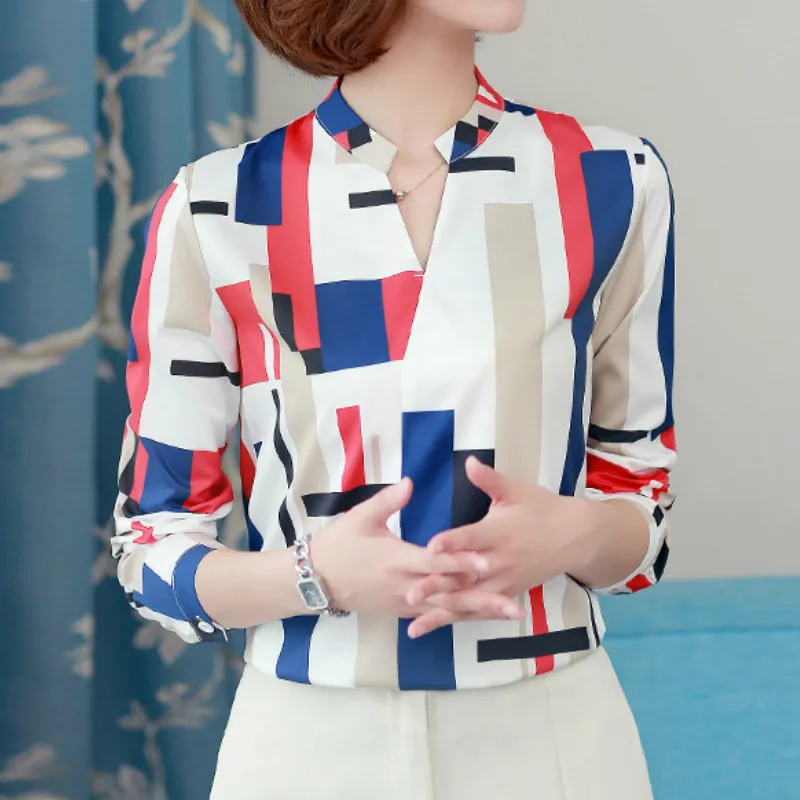 Женская шифоновая блузка с длинным рукавом в полоску | одежда