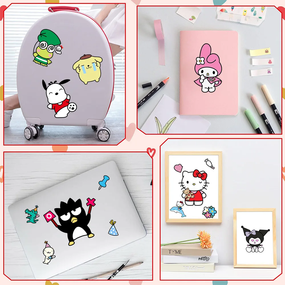 Водонепроницаемые аниме-наклейки из ПВХ микс Hello Kitty Kuromi Sanrio игра-головоломка