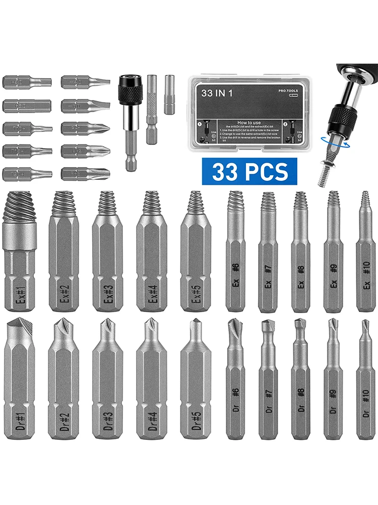 

OLOEY Набор экстракторов винтов 33 в 1 хромованадиевая сталь