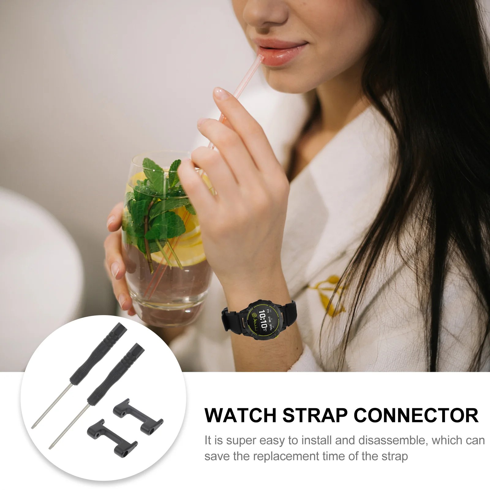 2 Pcs Watch Connector Strap Connecting Accessory Replaceable Metal Connection Adapter Band Watchband