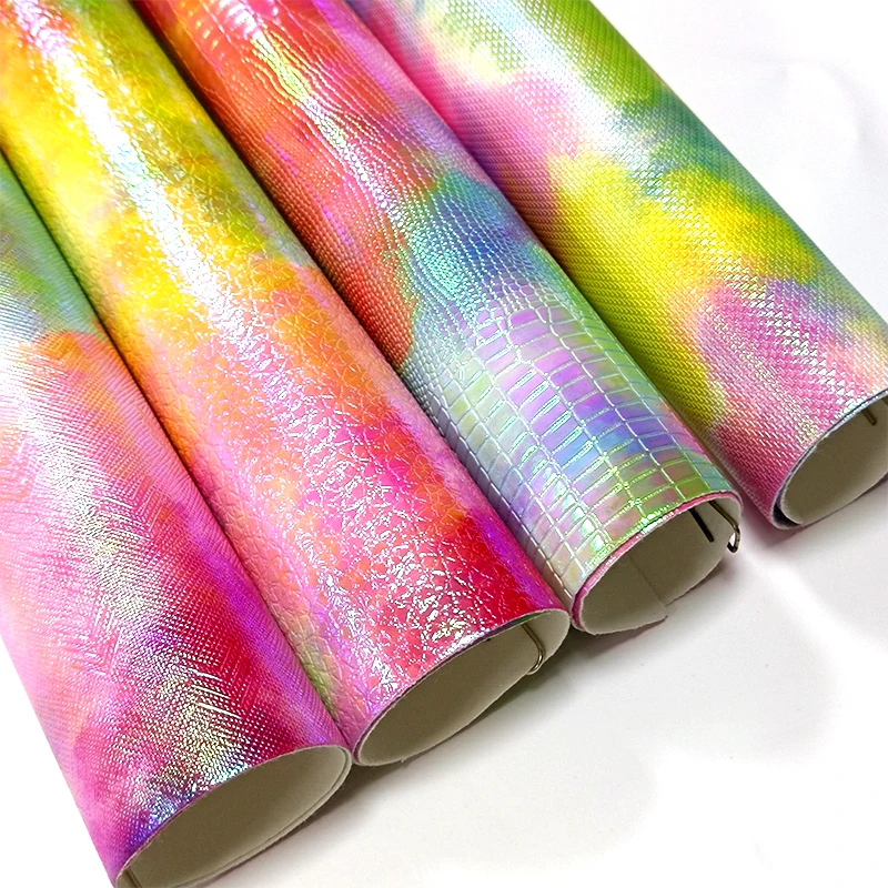 

Hologram Iridescent Embossed Faux Leather Fabric Faux Synthetic Leather Roll For Sewing Bows DIY Crafts 46x135cm Vinyl Fabric