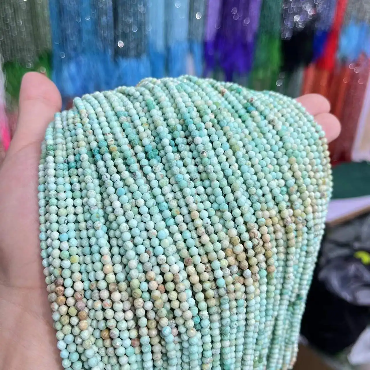 

2/3/4MM Gradient Peruvian Pine Faceted Round Natural Stone Loose Spacer Beads For Jewelry Making DIY Bracelet Necklace 15”