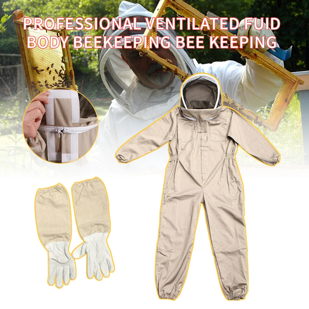 

Bee Keeping Leather Body Professional Full Beekeeping Ventilated Outfit Glove Clothes Farm Safety Protective Suit With Clothing