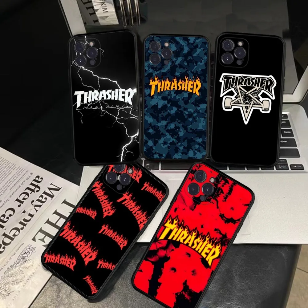 T-ThrasherS Fashion Logo Phone Case Silicone Soft for iphone 16 15 14 13 12 11 Pro Mini XS MAX Plus X Cover