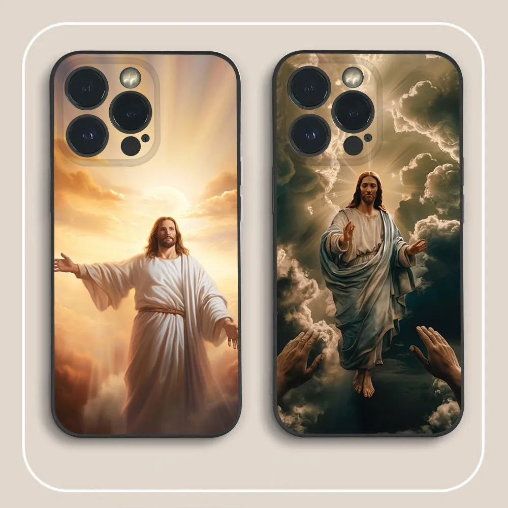 Чехол для телефона F-Faith Christian Jesus Cool iPhone 15 14 13 12 11 Pro Xs Max Mini XR X 7 8 Plus черный матовый