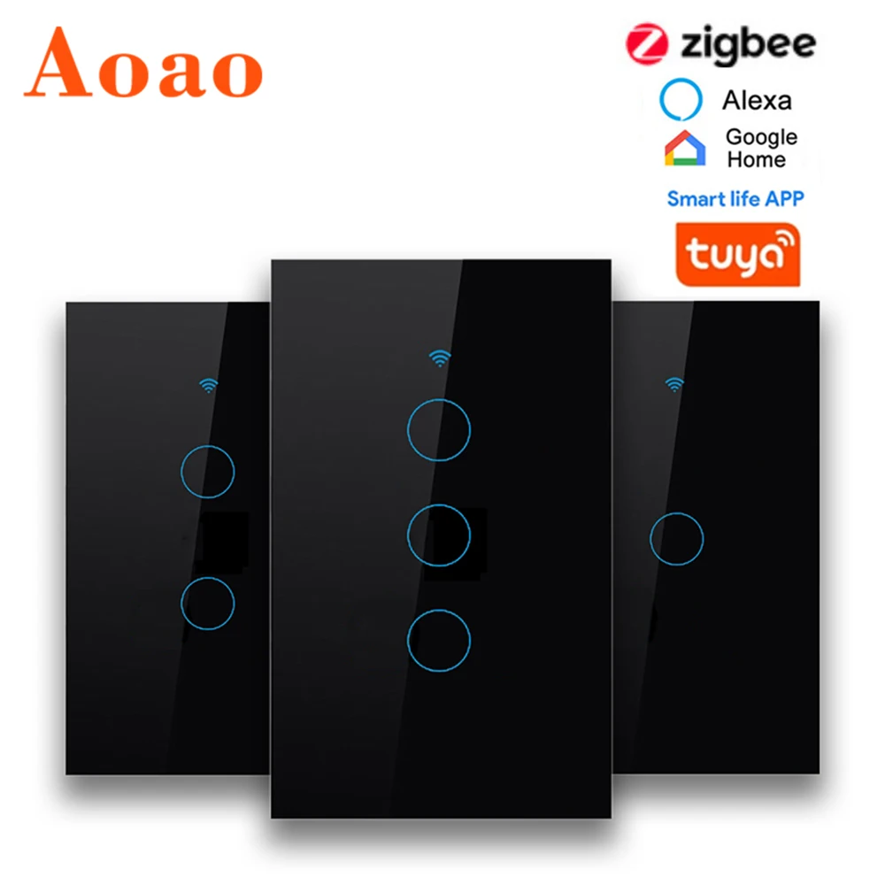 

Zigbee switch 110V-240V 1/2/3gang home Wall touch sensor light switch tuya APP smart switch compatible with Alexa voice control