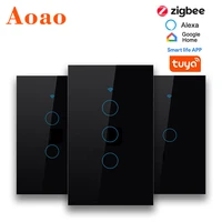 zigbee switch 110v 240v 123gang home wall touch sensor light switch tuya app smart switch compatible with alexa voice control