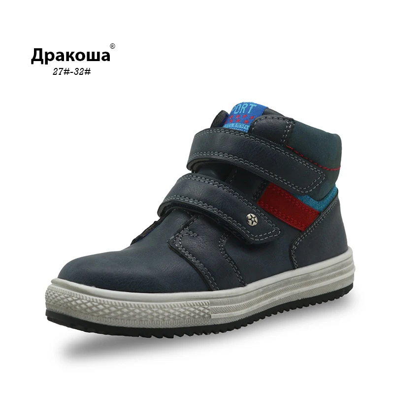 

Apakowa Casual Shoes Autumn Boys Boots Pu Leather Ankle Boots New Flat Sneakers for Boys Arch Support Toddler Kids Shoes