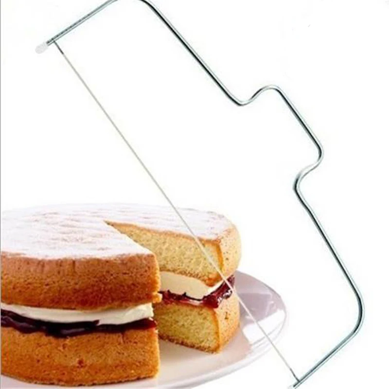 Adjustable Heights Stainless Steel Wire Bread Cake Cutter Pizza Dough Slicers Bakeware Leveler Cake Knife Baking Tool          images - 6