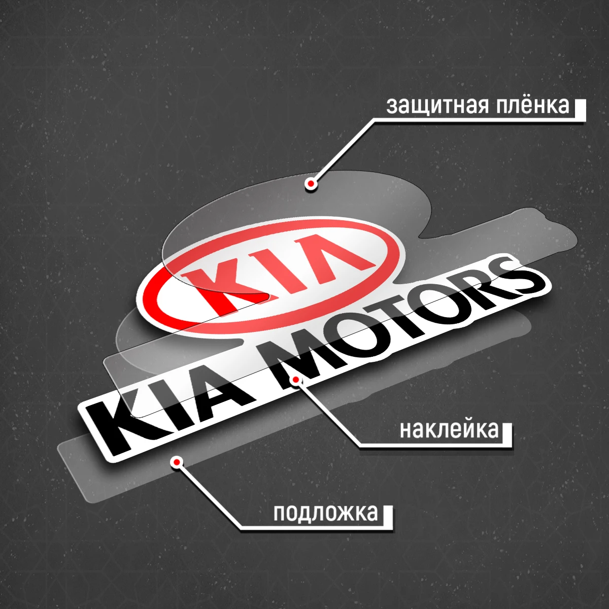 Наклейка на авто &quotKIA MOTORS - КИА МОТОРС &quot 24x10 см |