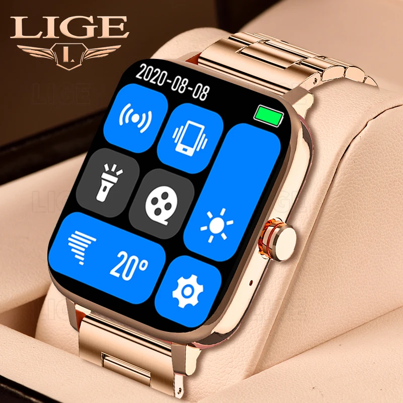 

LIGE Bluetooth Answer Calls Smart Watch Men Records Sport Mode IP67 Waterproof Stopwatch Dialing Message Reminder Smartwatch Men