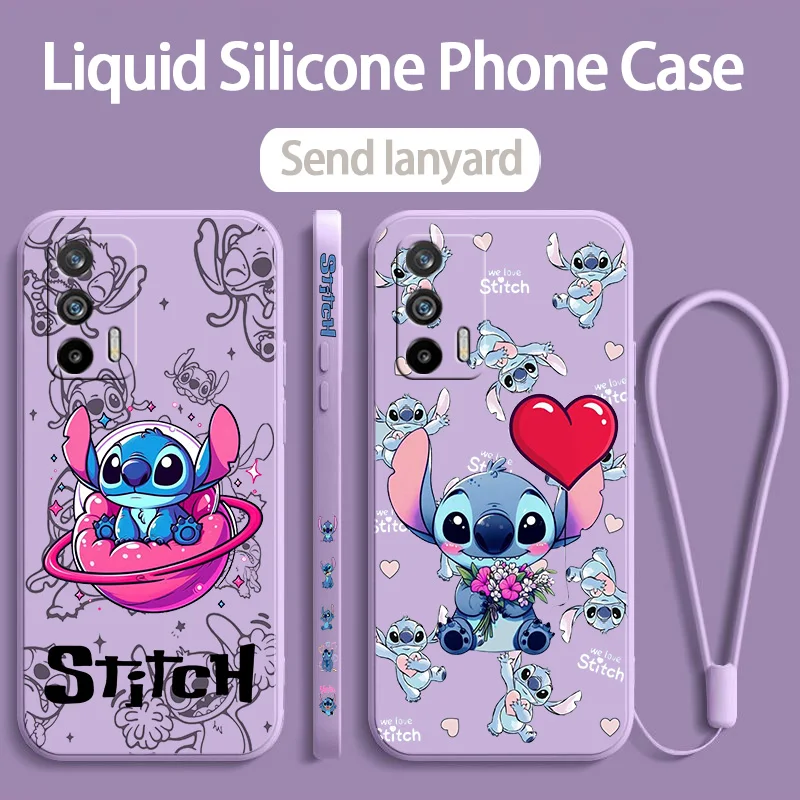 Стич любовь двойная задняя крышка для OPPO Realme X50 X7 11 10 9i 9 8i 8 7 6S 6 Pro Plus жидкая левая