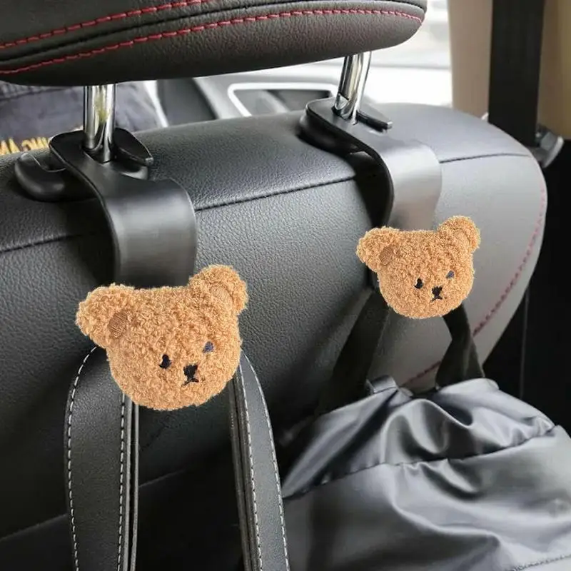 

Car Backseat Hooks Plush Bear Car Seat Headrest Hooks Car Hook Hangers Storage Organizer Interior Accessories