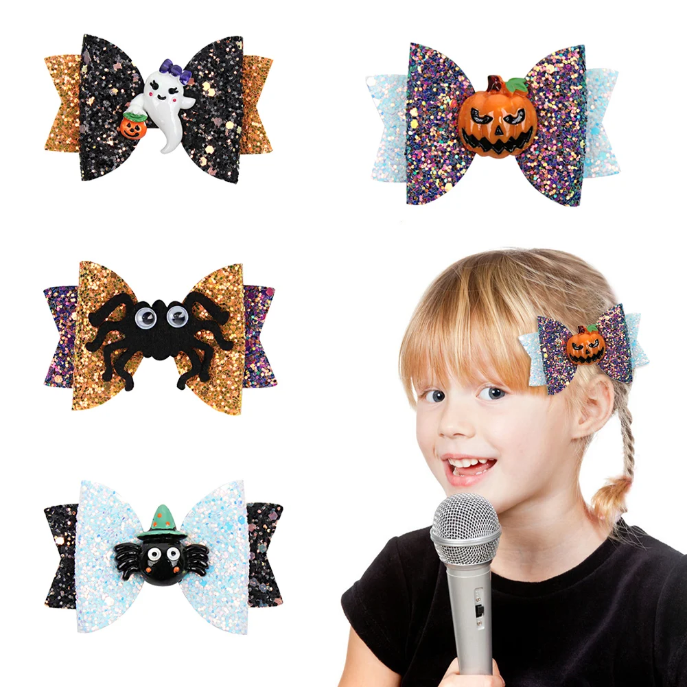 

Детская заколка для волос с бантом, заколка для волос на Хэллоуин, косплей, заколка для волос на Хэллоуин, тыква, призрак, забавная повязка на...