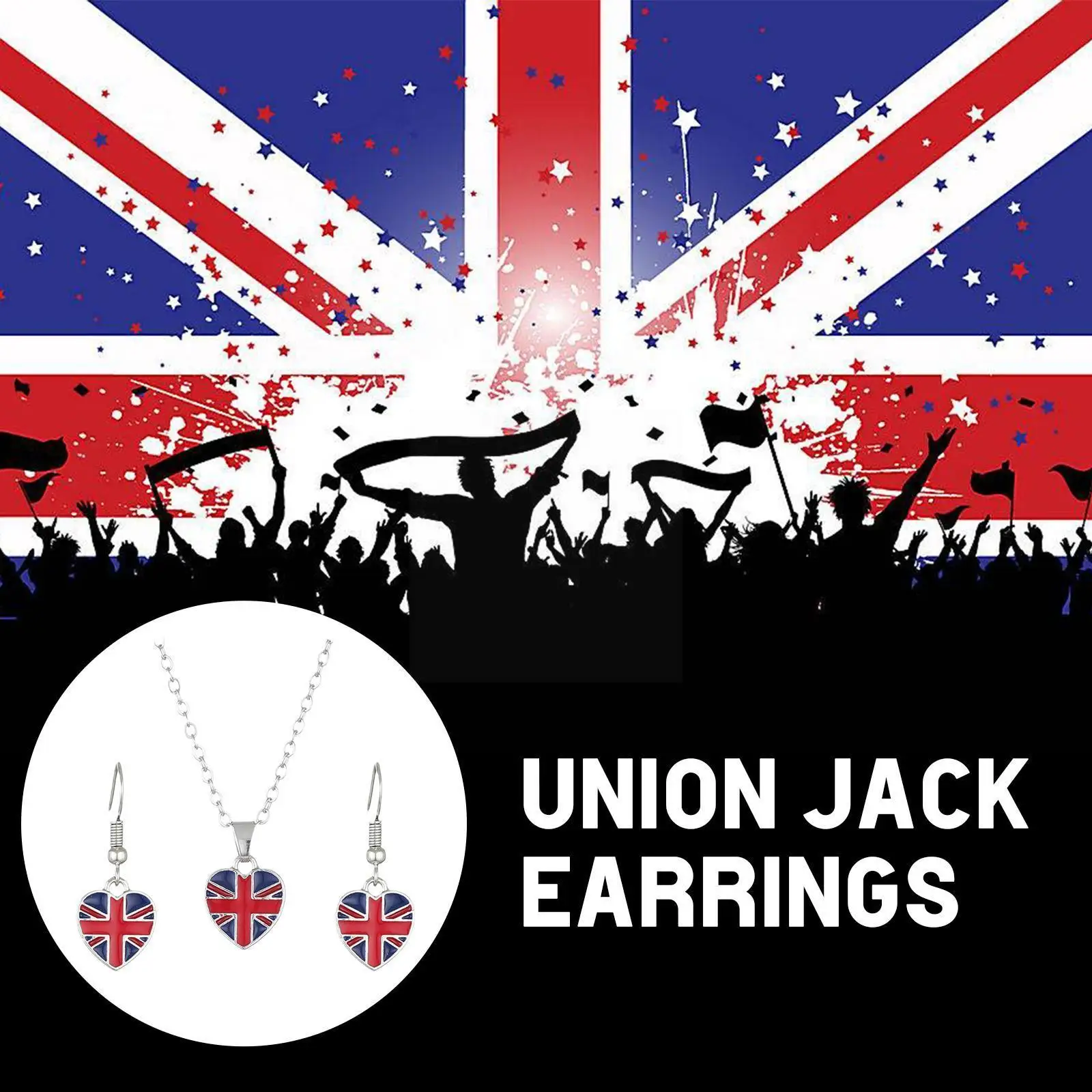 

Union Jack Earrings/necklaces Fashion The Queen's 70th Earrings Party Celebration Necklace Festive Decor Jewelry Anniversar U5c5