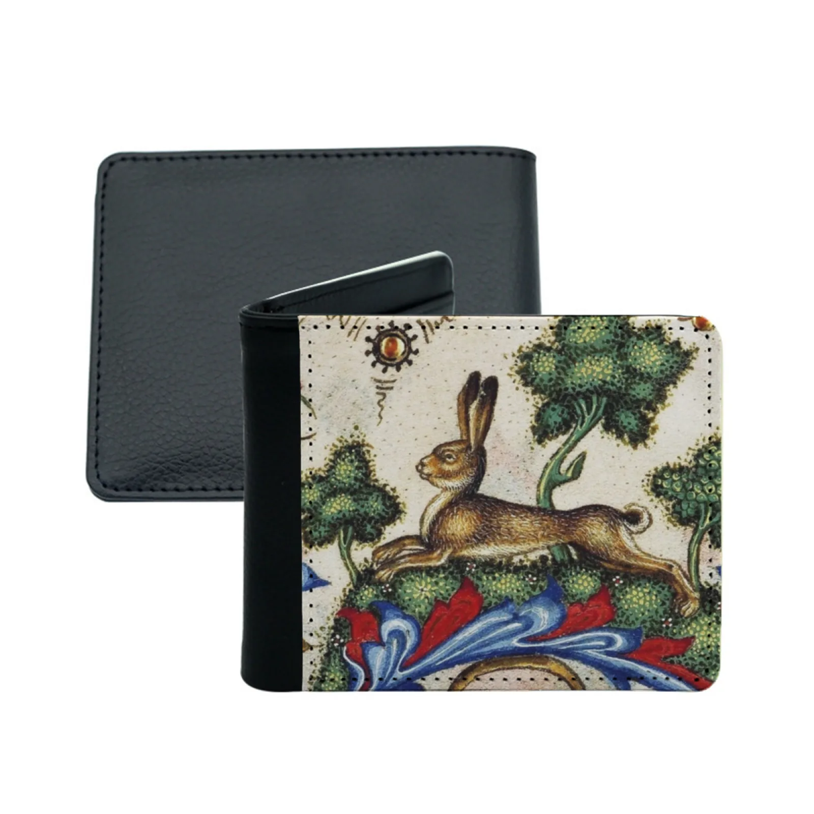 Средневековый Заяц Bestiary среди цветов и деревьев мужской кошелек из