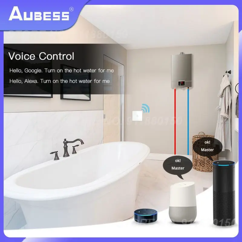 

Remote Control Tuya Wifi Smart Boiler Switch Adjustable Countdown Water Heater Timer Touch Glass Panel Voice Control