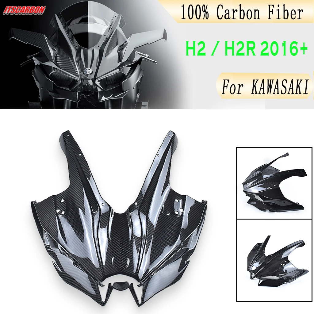 

Motorcycle Accessories Real 100% Carbon Fiber Front Fairing Cover Cowl Kits Parts For Kawasaki H2 H2R 2015-2018 2019 2020 2021 +