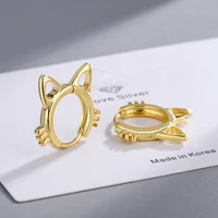 fashion simple cat hoop earrings gold color metal huggie kawai earrings for women korean style drop pendant trend jewelry gifts