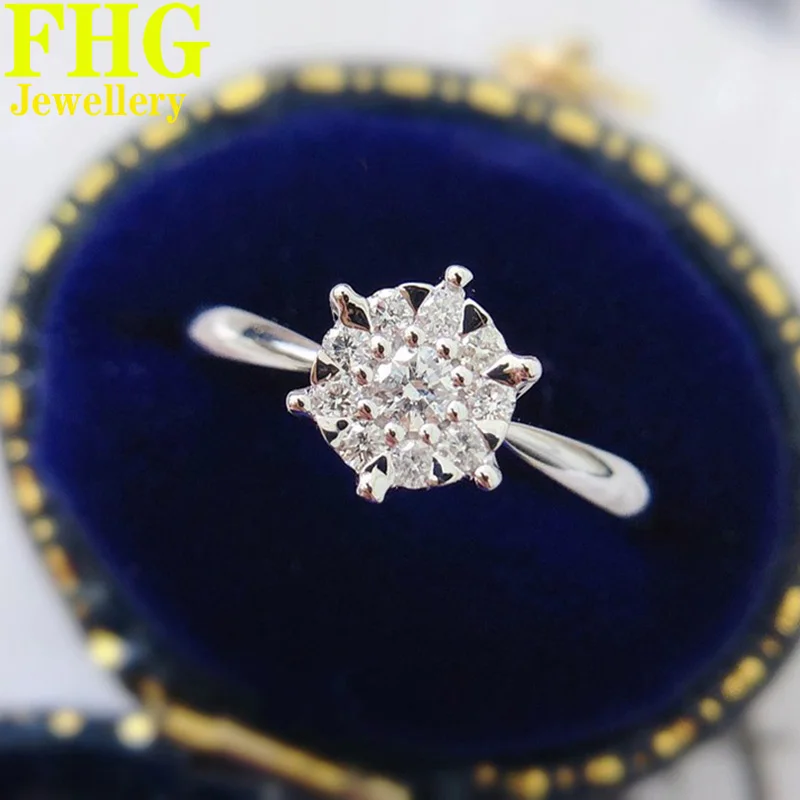 Кольцо из чистого золота 18 К с натуральными бриллиантами 0.2Ct модное кольцо
