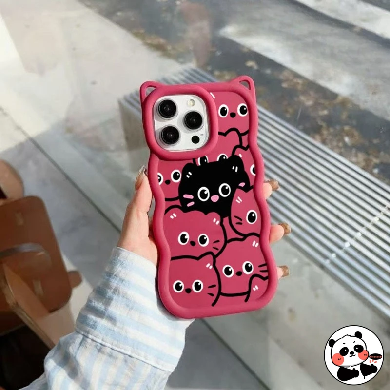 Чехол для телефона с 3D-волновыми кошачьими ушками для Vivo Y04 Y04S Y03 Y03T Y02 Y02A Y01 Y20 Y20S Y20A Y20i Y20T Y20G, мягкий чехол с милым мультяшным котом (art.: 3920da28e37e7) - 3920da28e37e7