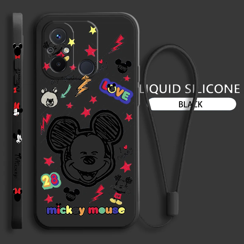 

Red Minnie Mickey Cute For Xiaomi Redmi 12C 11 Prime A1 10 10X 9 9A 9T 9AT 8 8A 7 6 4G 5G Liquid Rope Soft Phone Case Coque Capa