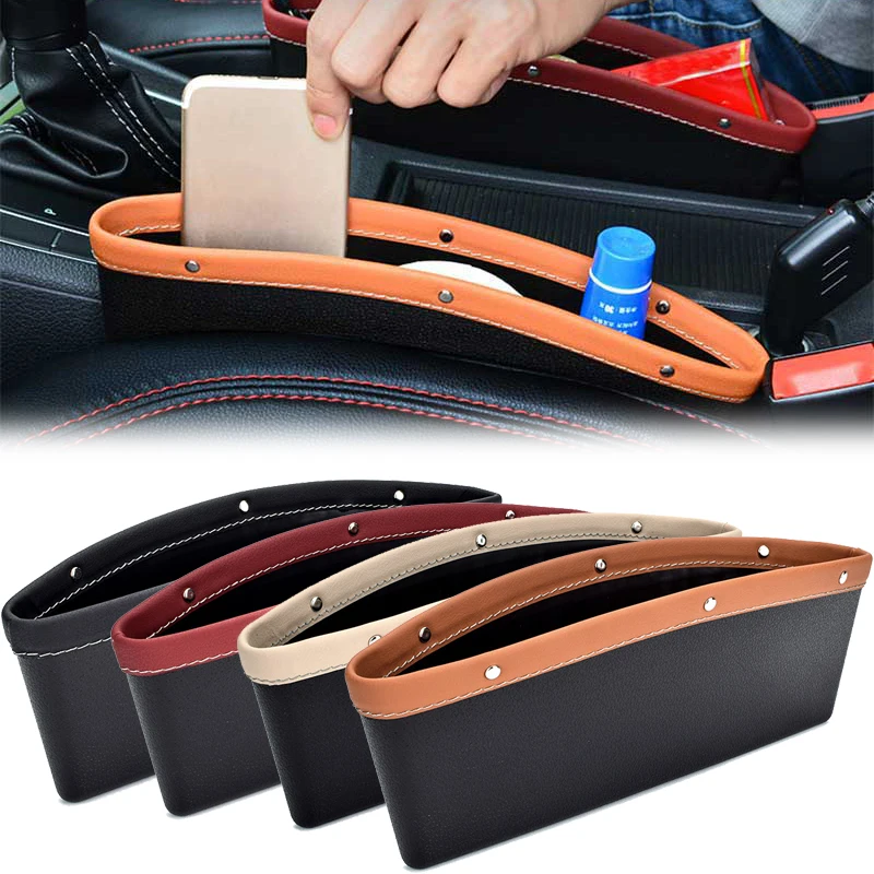 

1Pcs Car Seat Gap Storage Box Cup PU Leather Pocket Catcher Organizer Phone Bottle Cups Holder Multifunctional Car Accessories