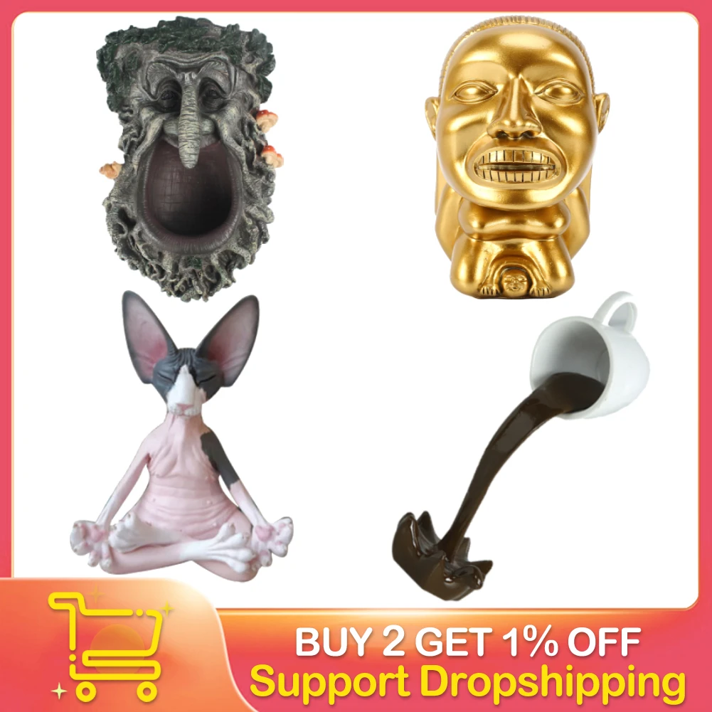 

Resin Big Open Mouth Tree Face Shaped Bird Feeder Outdoor Garden Decoration Hanging Bird Feeder Treeman Statue Craft