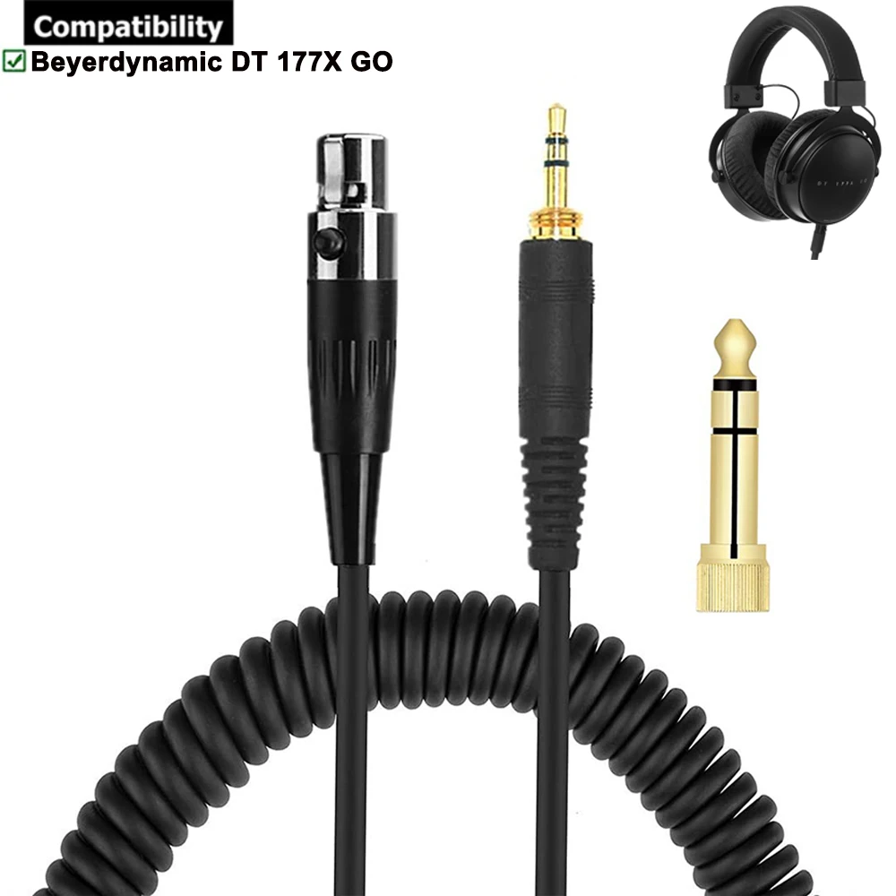 Фото Сменный пружинный кабель Mini XLR 4-Pin 6,35 мм, удлинитель для Massdrop X Beyerdynamic DT177x GO, наушники №1