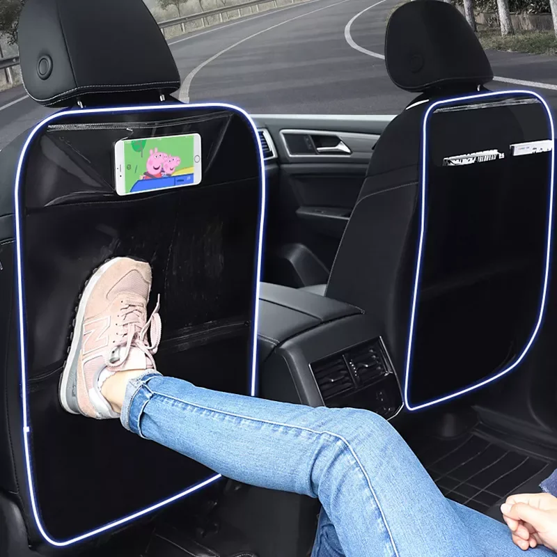 

Kick Pad PU Leather Waterproof Car Seat Back Cover Protector Auto Anti Scratch Mats for Child Pet with Zipper Storage Bags