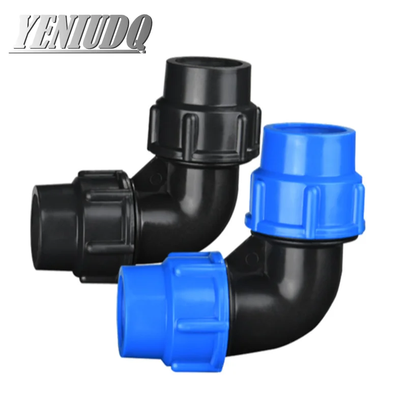 Fast Joint Elbow Plastic PE Pipe Fittings Blue Cap Fast Joint 16mm 20mm 25mm 32mm 40mm 50mm 63mm Tap Water Irrigation