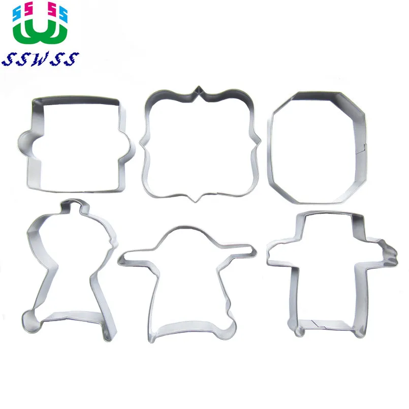 

Six Geometry Shape Cake Cookie Biscuit Baking Molds,Mathematical Graph Cake Decorating Fondant Cutters Tools Stainless steel