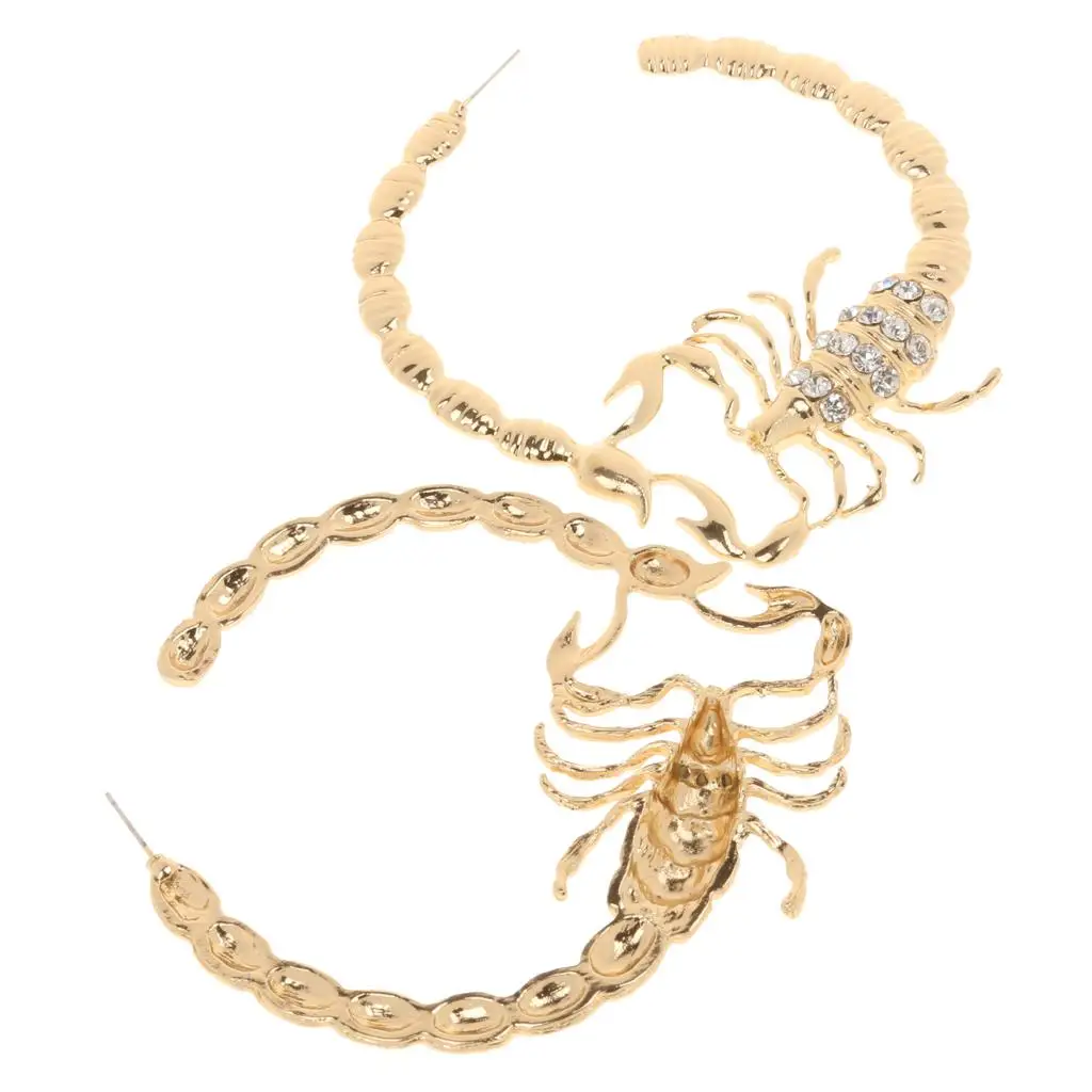 Серьги-кольца с подвеской в виде скорпиона и стразами ювелирные изделия для