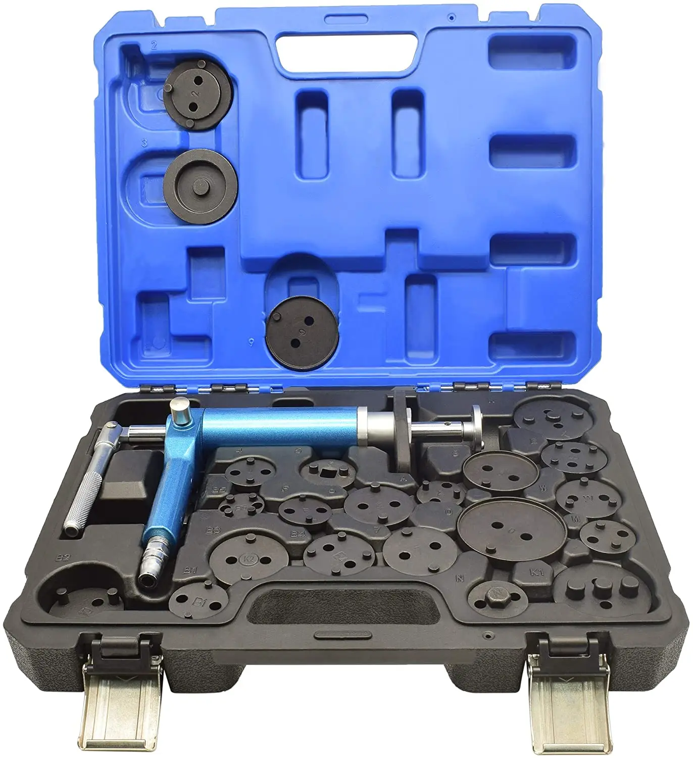 23PCS Pneumatic Wind Back Tool Kit with Adapters,Air Powered Brake Pump Adjust Tool Brake Caliper Piston Compressor Rewind Tool