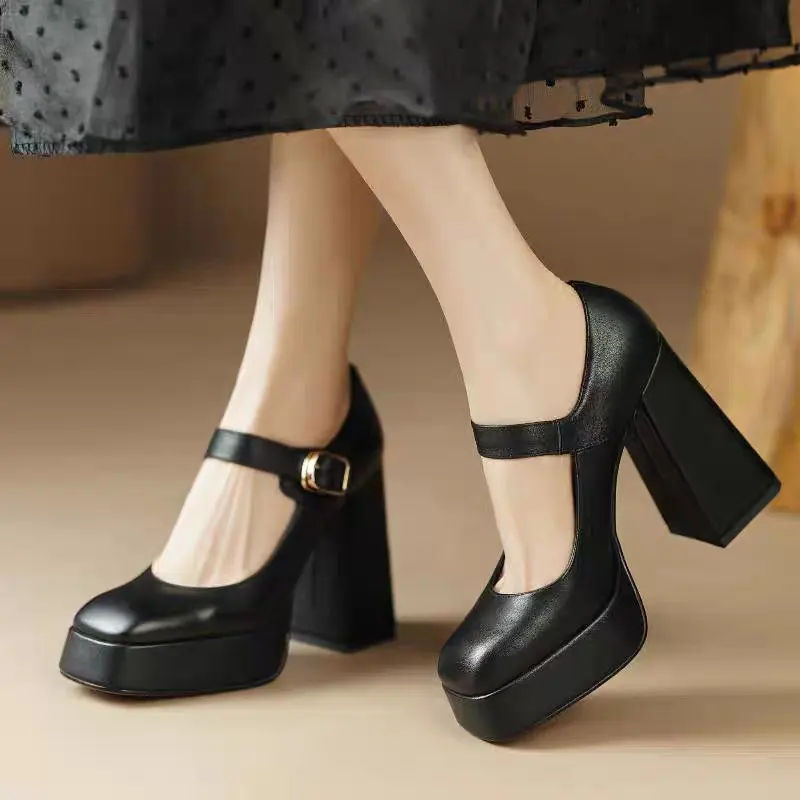 Босоножки Mary Janes Женские винтажные Нескользящие повседневные туфли на высоком