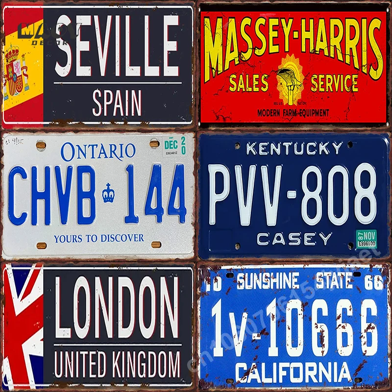 

Famous City Tin Metal Sign Licenses Plate Vintage Plaque Tin Sign Bar Pub Man Cave Club Wall Decoration Pictures Mural Poster