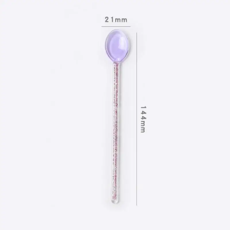 

Transparent Milk Stirring Spoon 1pc Colorful Soda-lime Glass Kitchen Decor Tableware Reusable Transparent Kitchen Tableware