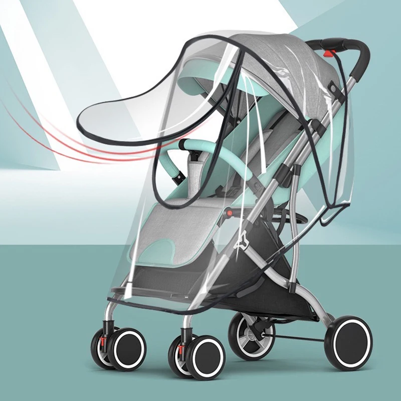 Transparent Wind Dust Shield with Zipper Opening for Pushchairs – Universal Waterproof Rain Cover for Prams and Baby Strollers