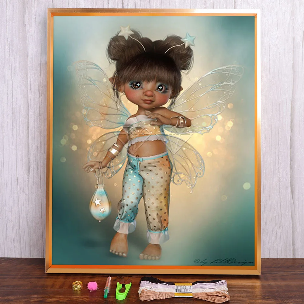 

Cartoon Joker Girl Boy Baby Ghost Printed Water-Soluble Canvas 11CT Cross Stitch Kit Embroidery DMC Threads Different