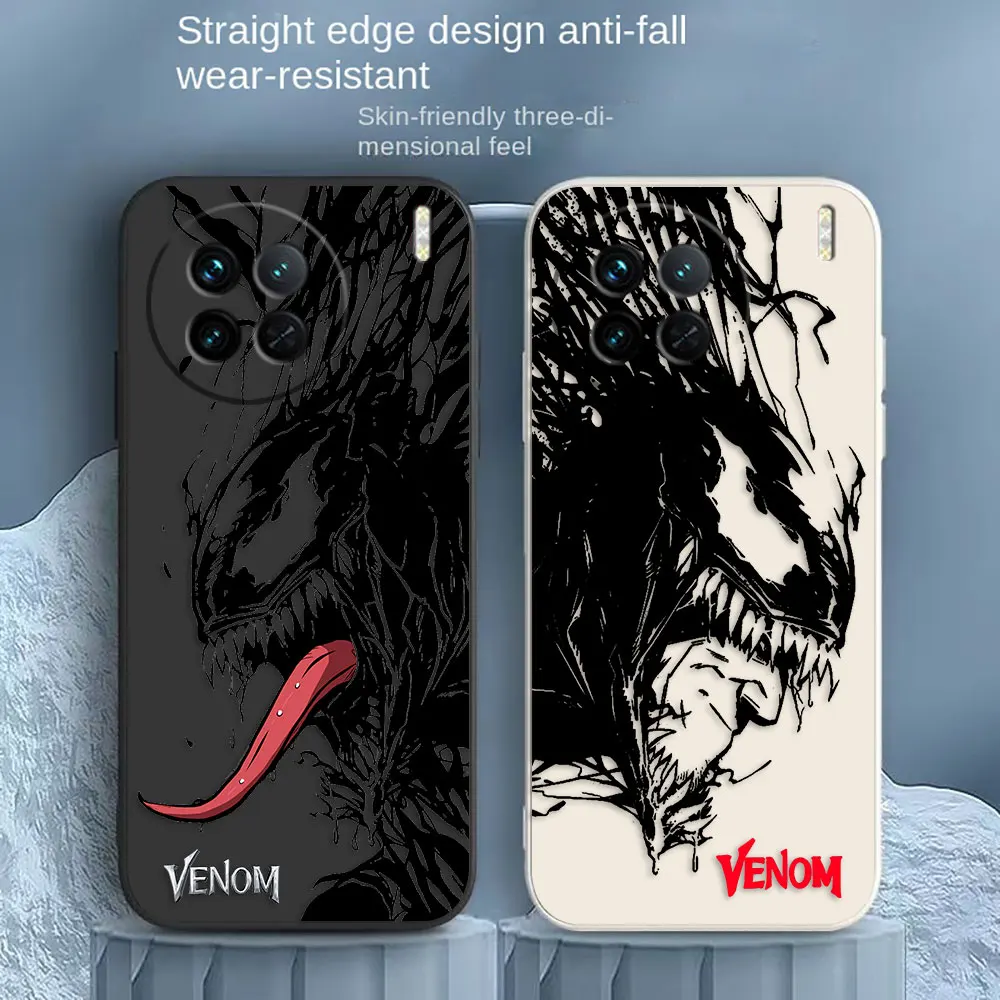 

Marvel Black Venom Comics Phone Case For VIVO X21I X21S X23 X27 X30 X50 X60 X70 X90 5G PRO PLUS Colour Liquid Case Funda Shell