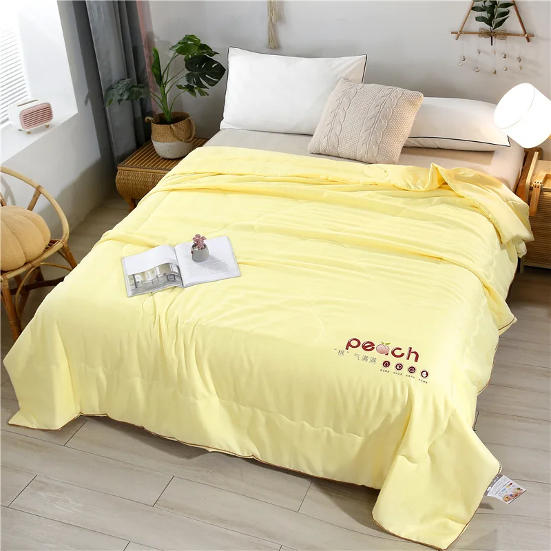 

New Washed Cotton Summer Cool Quilt Skin-Friendly Soft Solid Color Bedding Single Double Full Size Comforter Luxury Blanket